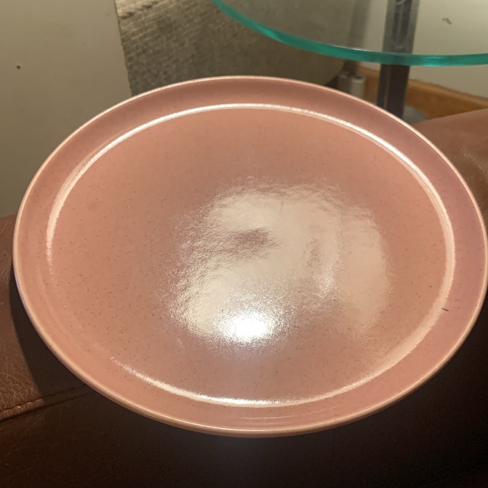 4 RUSSELL WRIGHT BY STEUBENVILLE 10” DINNER PLATES CORAL SPECKLEWARE